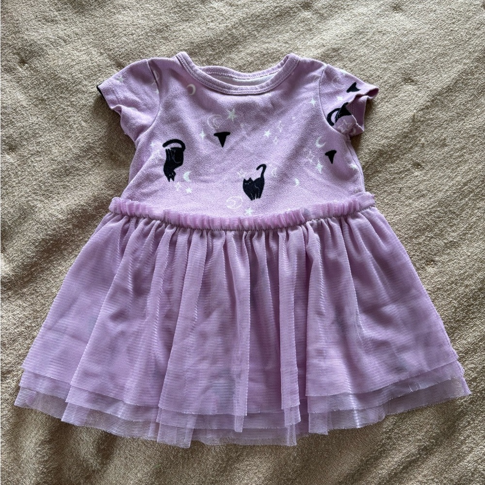 Cat & Jack Lilac Toddler Dress with Black Cat Motif